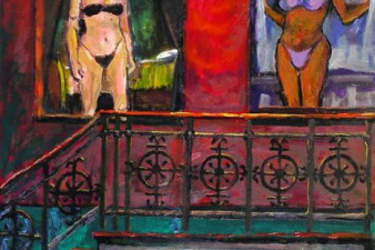 Окна любви. Улица красных фонарей в Амстердаме. Голландия (триптих). 2010. Холст, масло. Правая часть триптиха 130х100